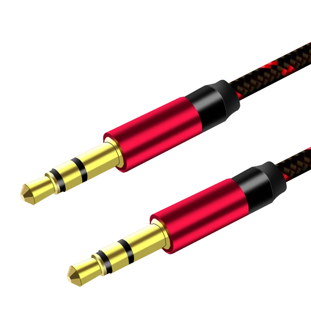3.5mm AUX Audio Cable – Braided Stereo Jack for Car, Phone & Speakers