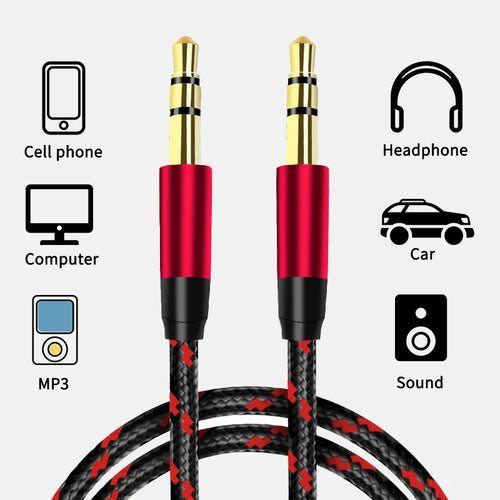 3.5mm AUX Audio Cable – Braided Stereo Jack for Car, Phone & Speakers