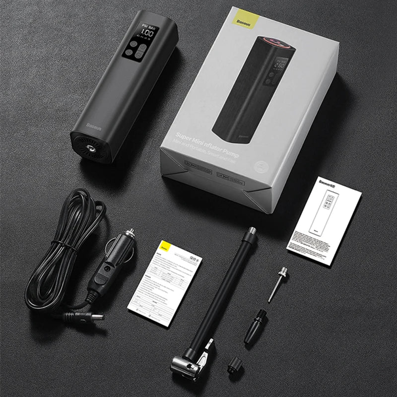 Baseus Portable Tire Inflator 12V | Mini Car Air Compressor Pump