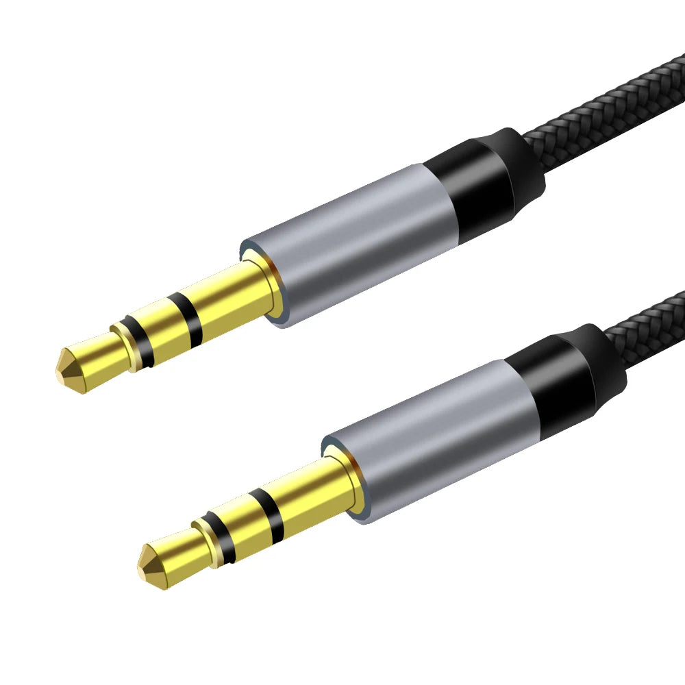 3.5mm AUX Audio Cable – Braided Stereo Jack for Car, Phone & Speakers