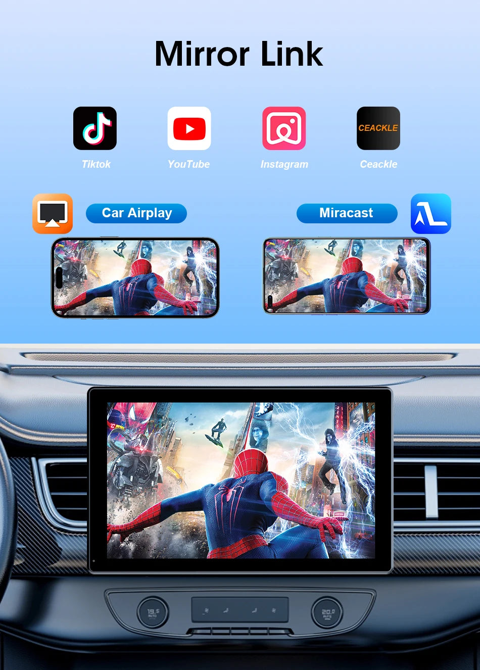 VILSAD 7" / 8" / 9" Wireless CarPlay Display – Full HD Touchscreen Monitor with Apple CarPlay & Android Auto