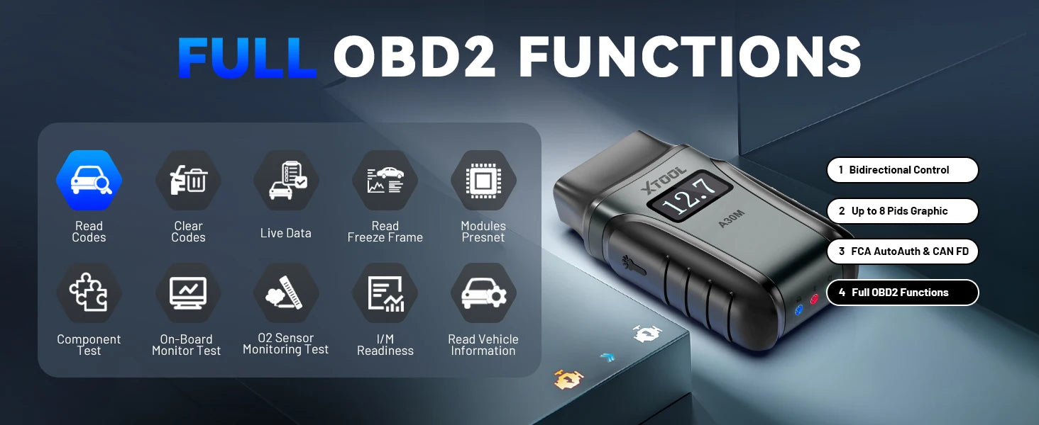 XTOOL A30M V2.0 OBD2 Scanner | Full System Diagnostic Tool