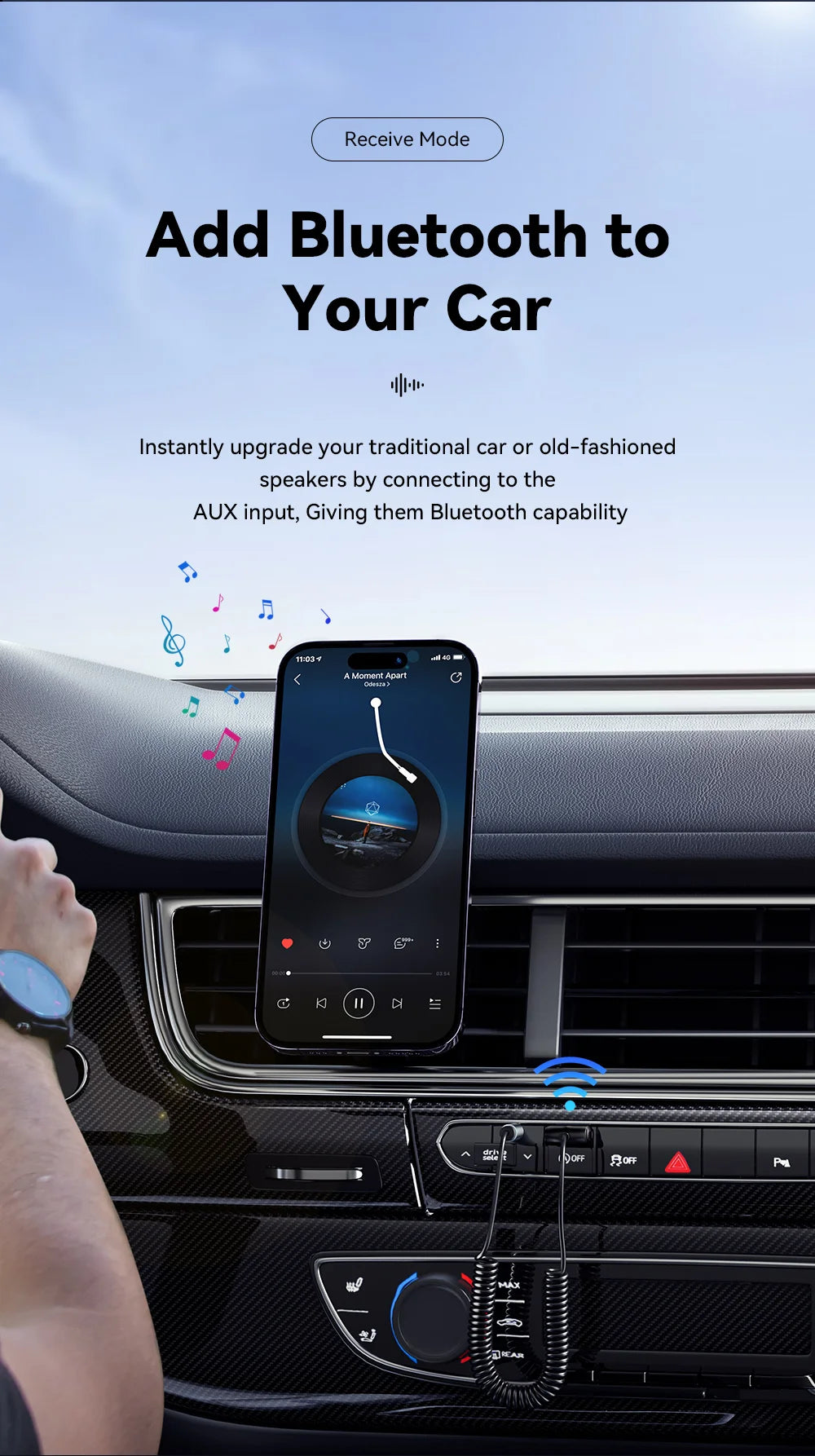 Bluetooth AUX Adapter for Car – Wireless Music Receiver 3.5mm Jack Bluetooth 5.0