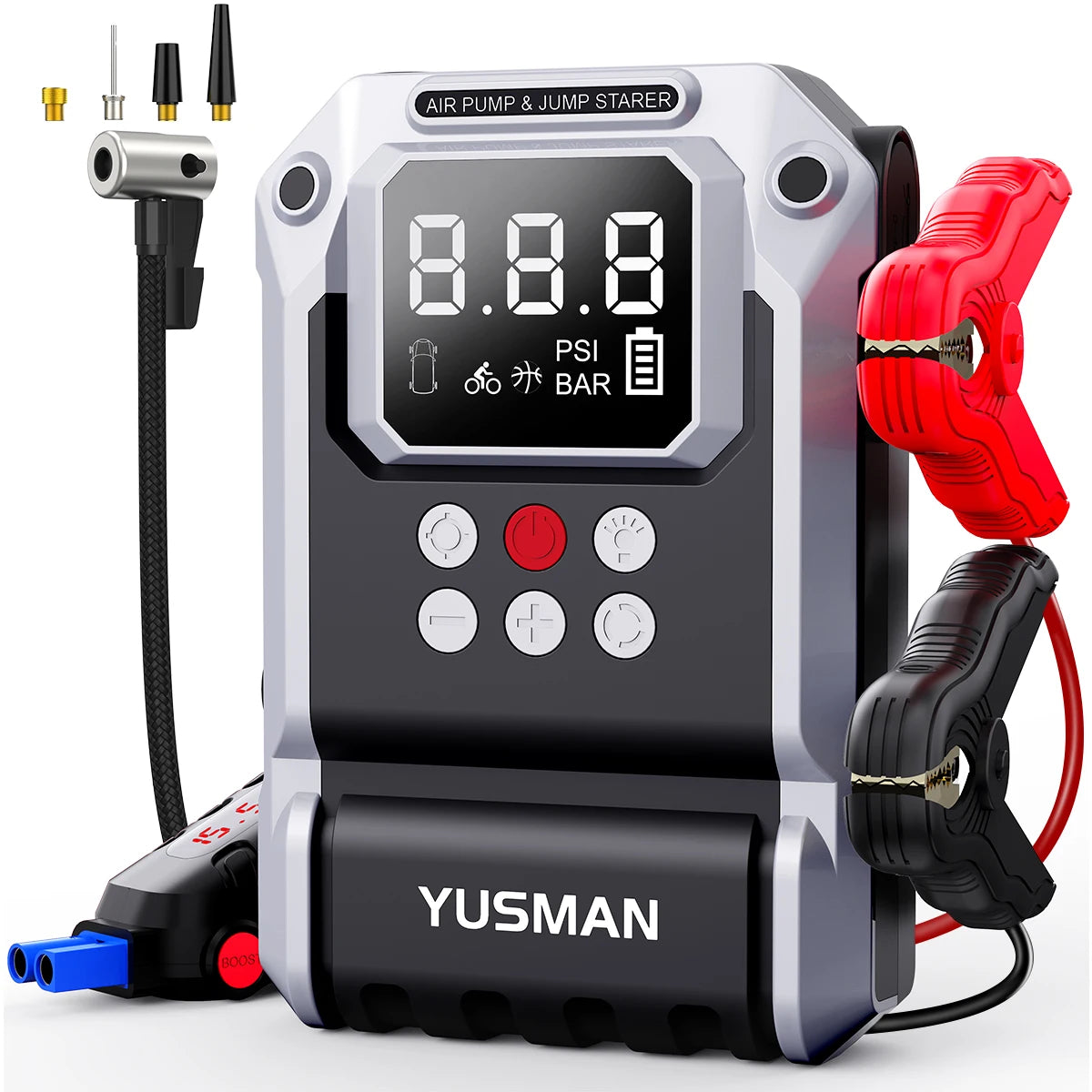 Portable Car Jump Starter with Air Compressor 2000A | 30000mAh Power Bank