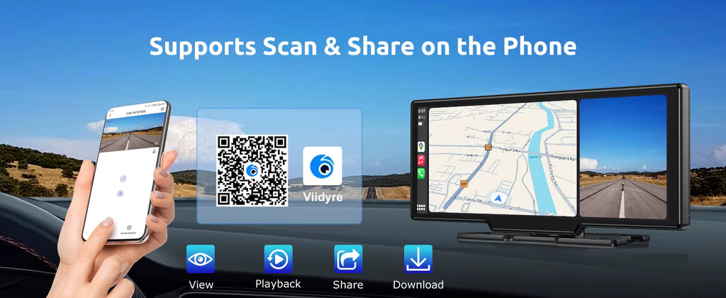 VILSAD 10.25" Wireless CarPlay Display | 4K Dash Cam & Android Auto