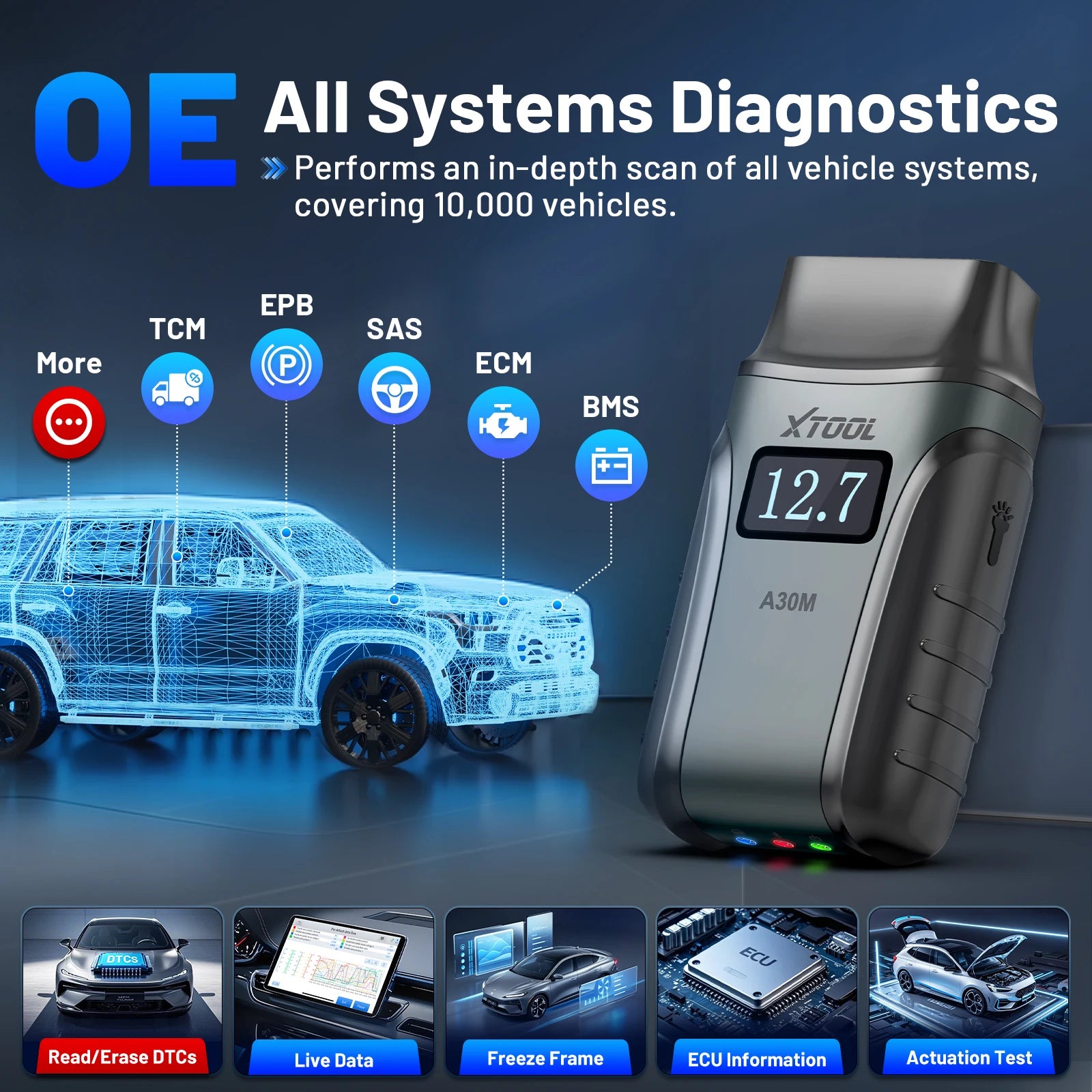 XTOOL A30M V2.0 OBD2 Scanner | Full System Diagnostic Tool