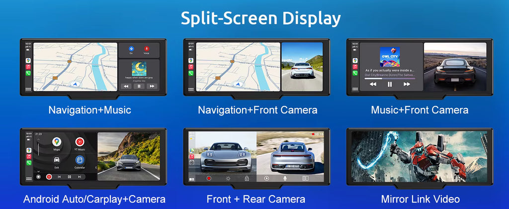 VILSAD 10.25" Wireless CarPlay Display | 4K Dash Cam & Android Auto