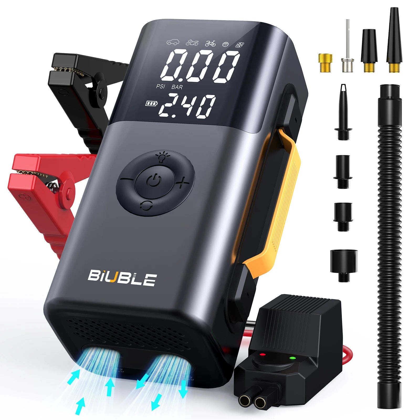Portable Car Jump Starter with Air Compressor 2000A | 30000mAh Power Bank