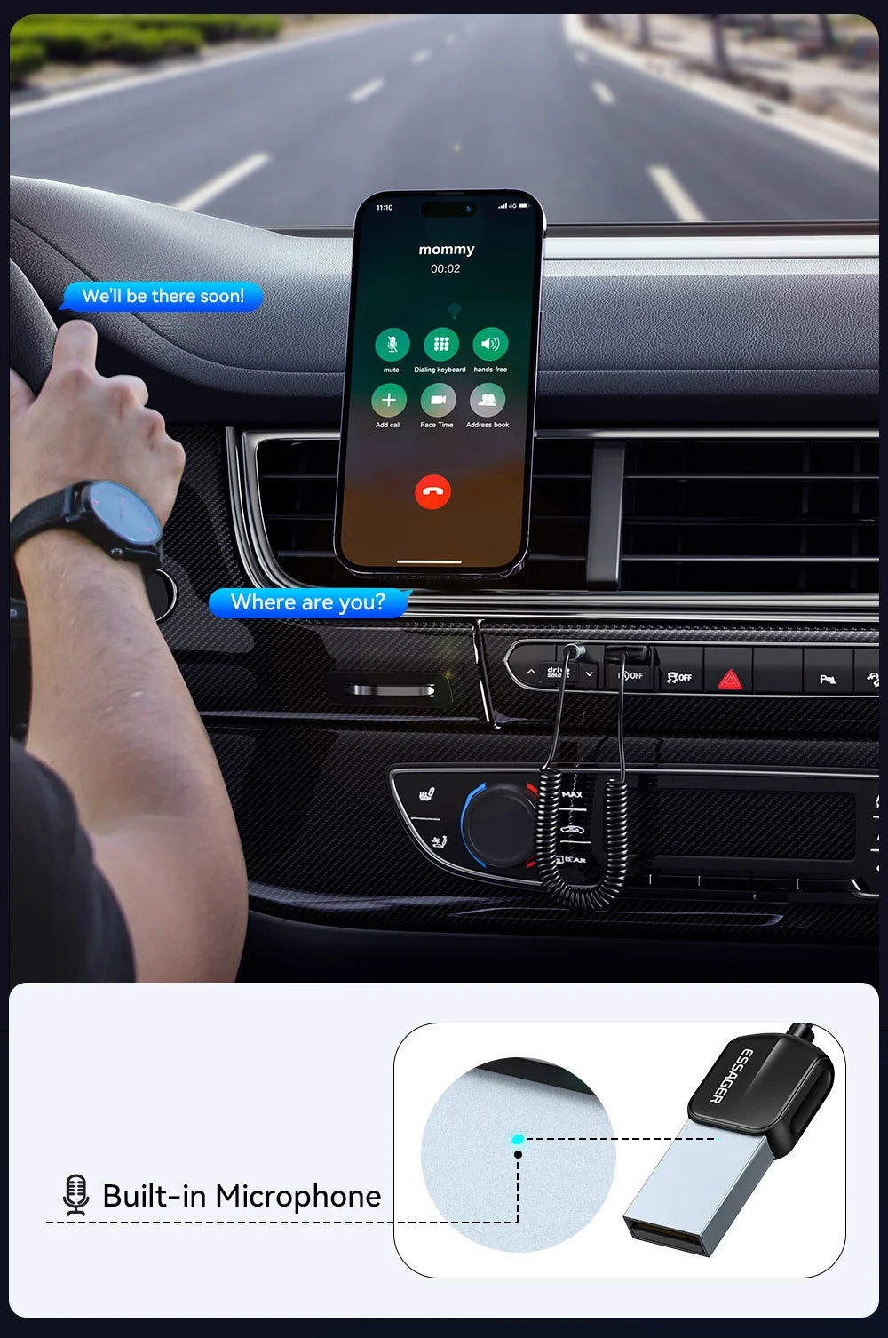 Bluetooth AUX Adapter for Car – Wireless Music Receiver 3.5mm Jack Bluetooth 5.0