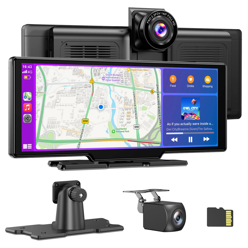 VILSAD 10.25" Wireless CarPlay Display | 4K Dash Cam & Android Auto