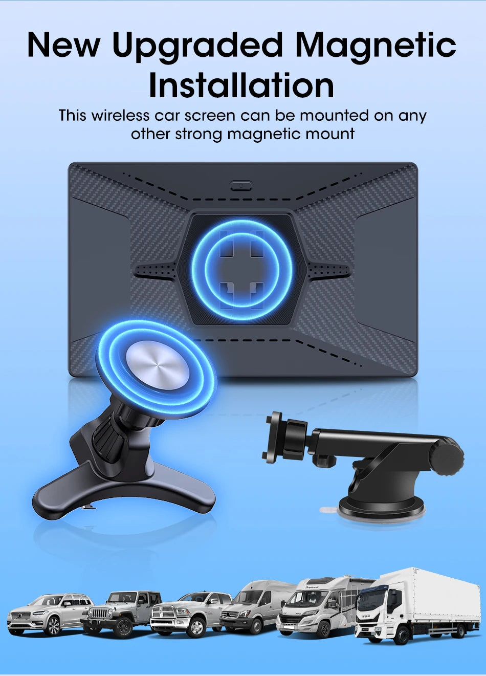 VILSAD 7" / 8" / 9" Wireless CarPlay Display – Full HD Touchscreen Monitor with Apple CarPlay & Android Auto