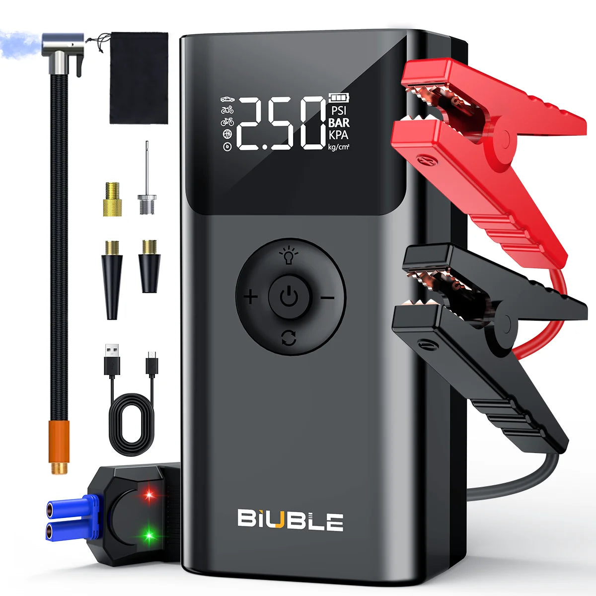 Portable Car Jump Starter with Air Compressor 2000A | 30000mAh Power Bank