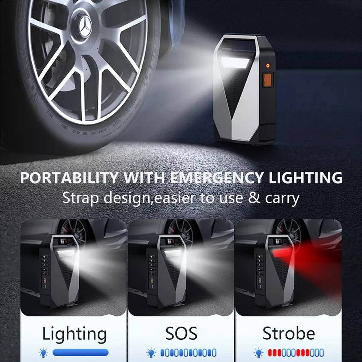 Portable Car Jump Starter with Air Compressor 2000A | 30000mAh Power Bank