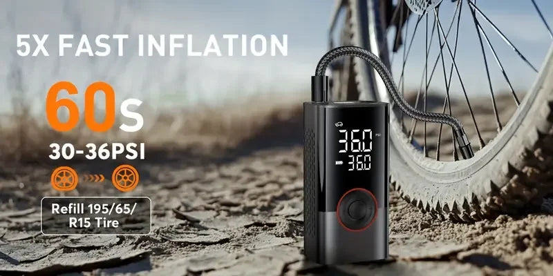 Portable Cordless Tire Inflator 150PSI | Mini Air Compressor with LED & Auto Stop