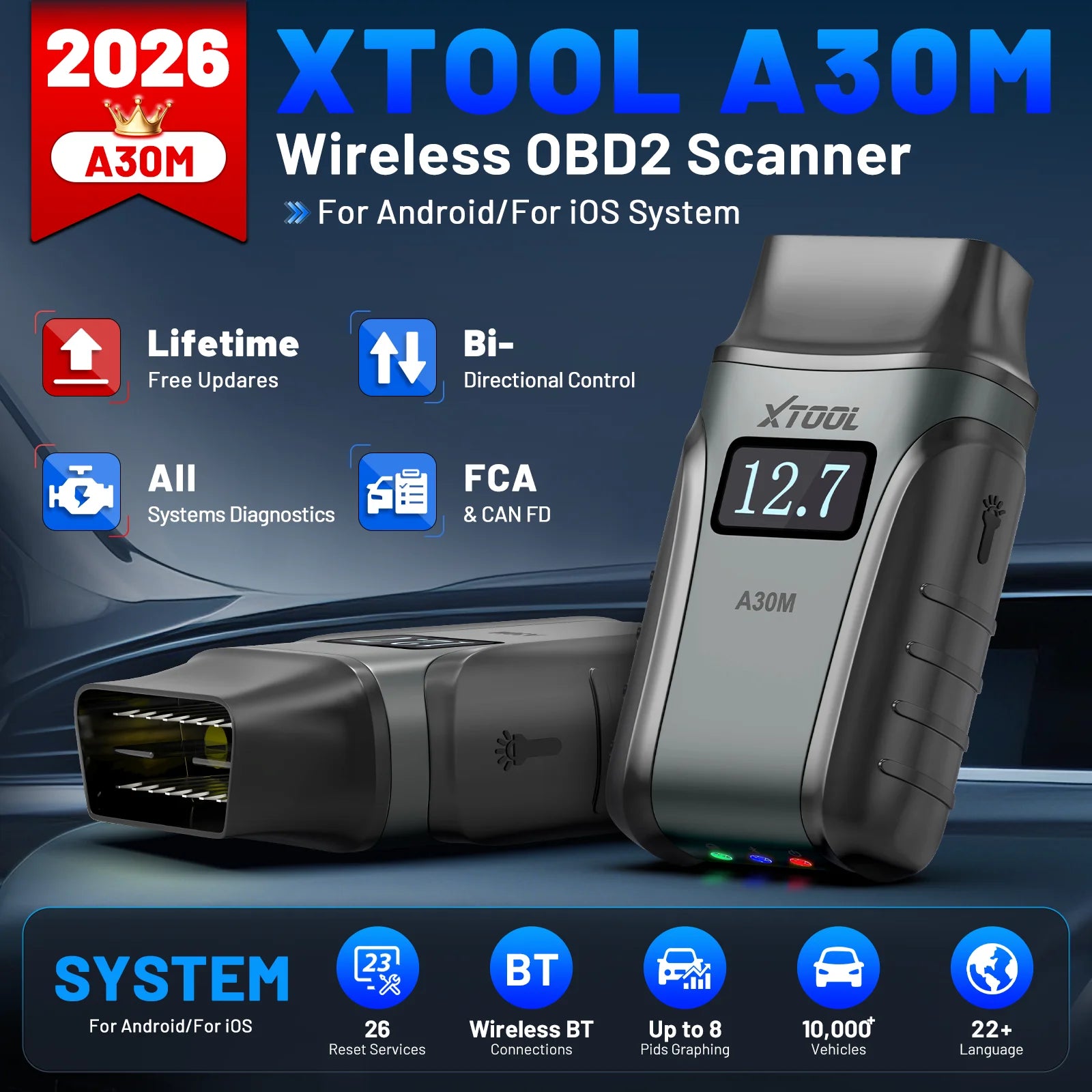 XTOOL A30M V2.0 OBD2 Scanner | Full System Diagnostic Tool