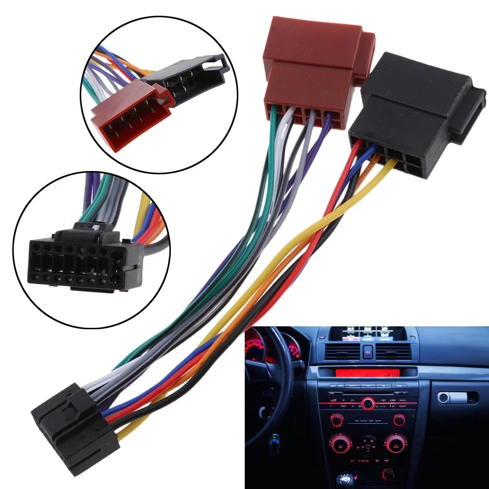 16 Pin ISO Car Radio Wiring Harness Adapter – Stereo Installation Cable for Kenwood / JVC