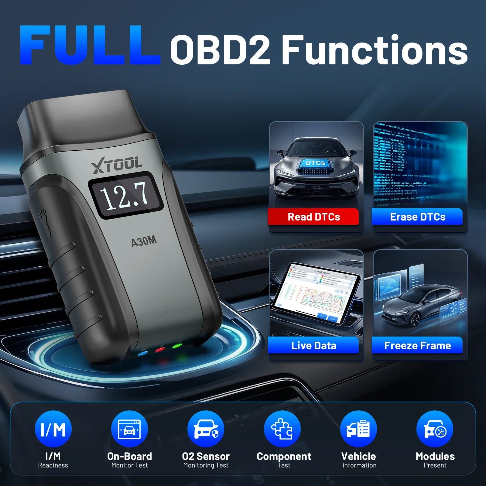 XTOOL A30M V2.0 OBD2 Scanner | Full System Diagnostic Tool