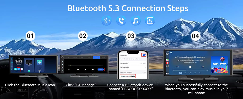VILSAD 10.25" Wireless CarPlay Display | 4K Dash Cam & Android Auto