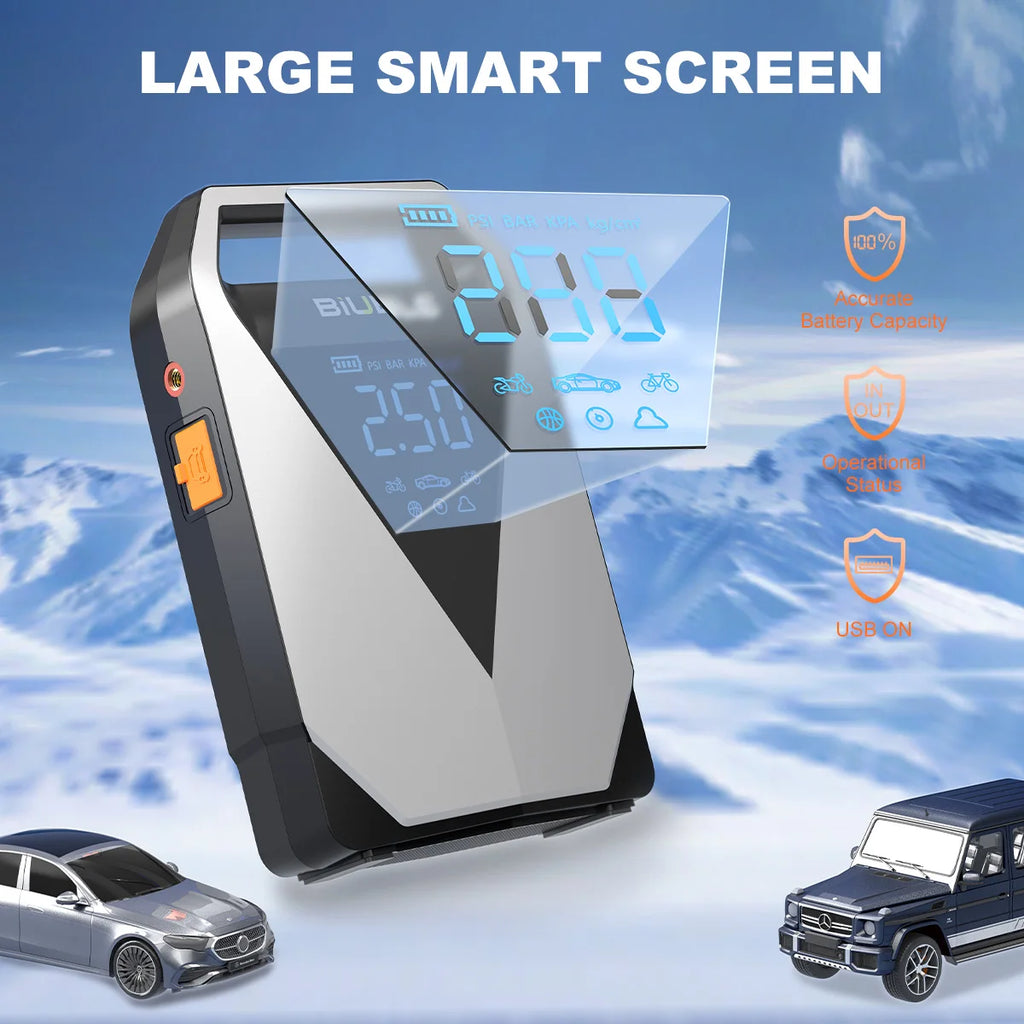 Portable Car Jump Starter with Air Compressor 2000A | 30000mAh Power Bank