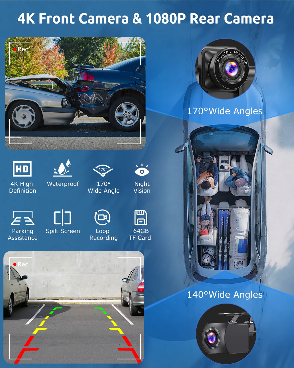 VILSAD 10.25" Wireless CarPlay Display | 4K Dash Cam & Android Auto