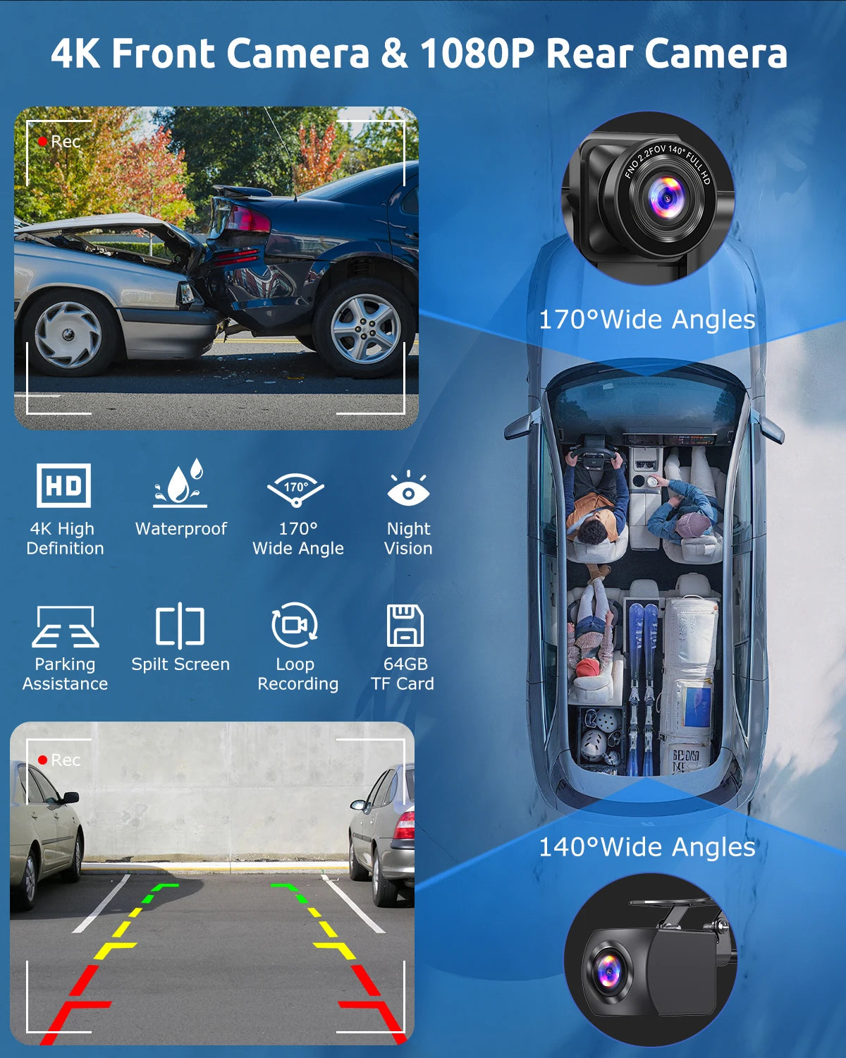 VILSAD 10.25" Wireless CarPlay Display | 4K Dash Cam & Android Auto