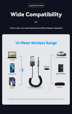 Bluetooth AUX Adapter for Car – Wireless Music Receiver 3.5mm Jack Bluetooth 5.0