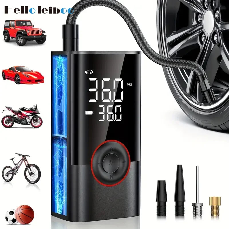 Portable Cordless Tire Inflator 150PSI | Mini Air Compressor with LED & Auto Stop