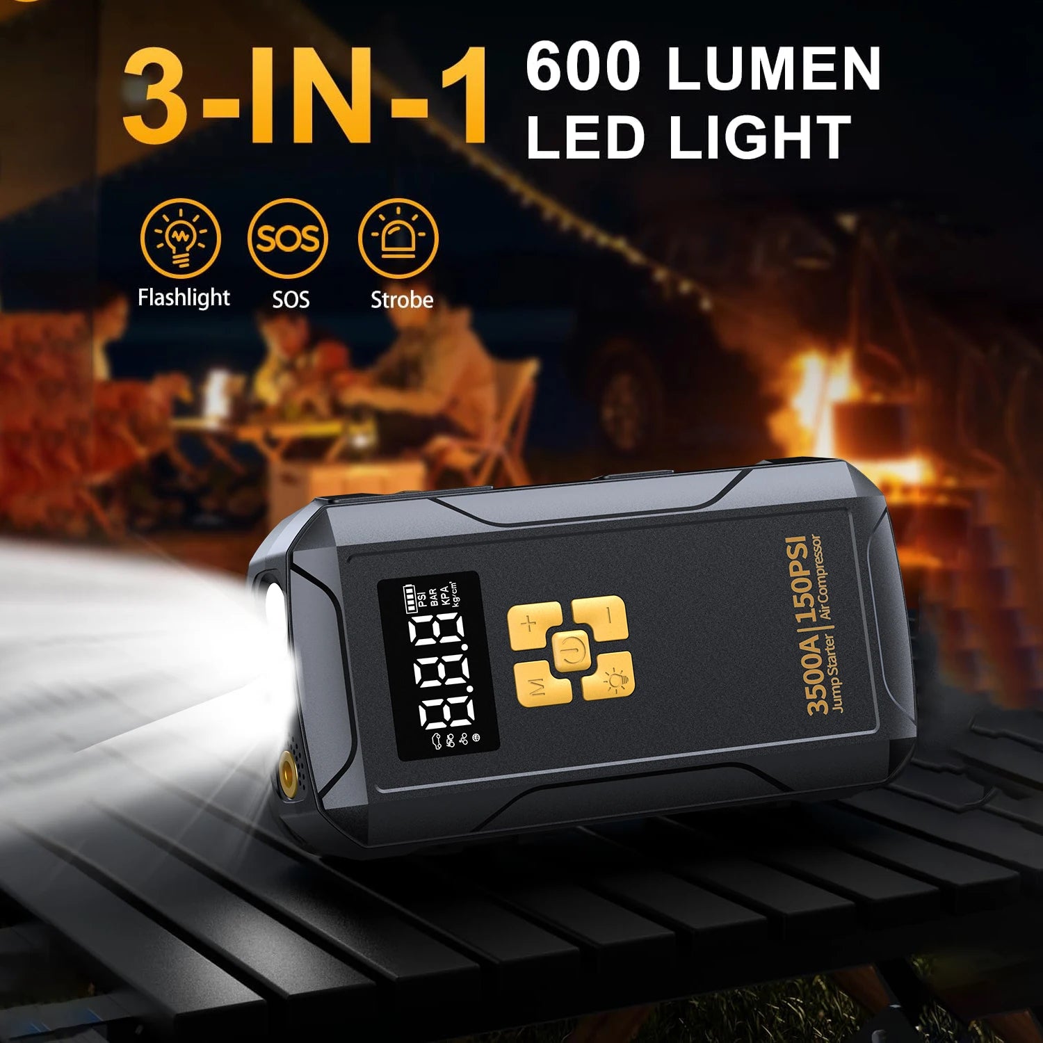 Car Jump Starter with Air Compressor 150PSI | Portable Battery Booster Power Bank