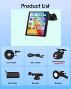 VILSAD 7" / 8" / 9" Wireless CarPlay Display – Full HD Touchscreen Monitor with Apple CarPlay & Android Auto