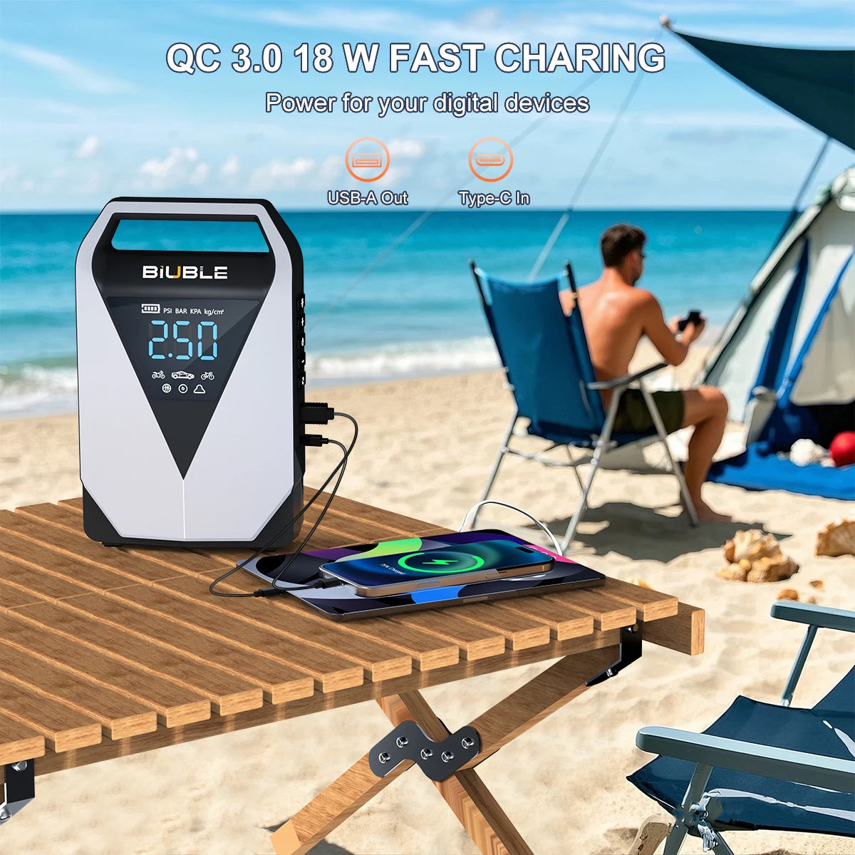 Portable Car Jump Starter with Air Compressor 2000A | 30000mAh Power Bank